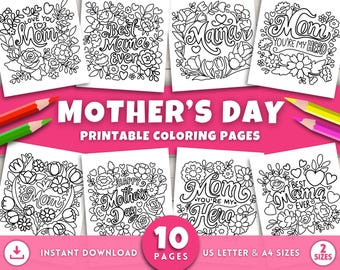 Mothers Day Coloring Pages for Kids Adults, Simple and Easy Coloring Pages, Mothers Day Gift Ideas, Printable Mothers Day Activities, Gifts