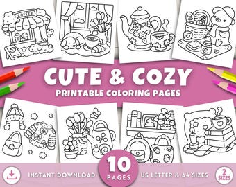 Cute and Cozy Coloring Pages for Adults & Kids, Cozy Girl Bold and Easy Coloring Pages, Printable Girly Coloring Self Care Relaxing Activity