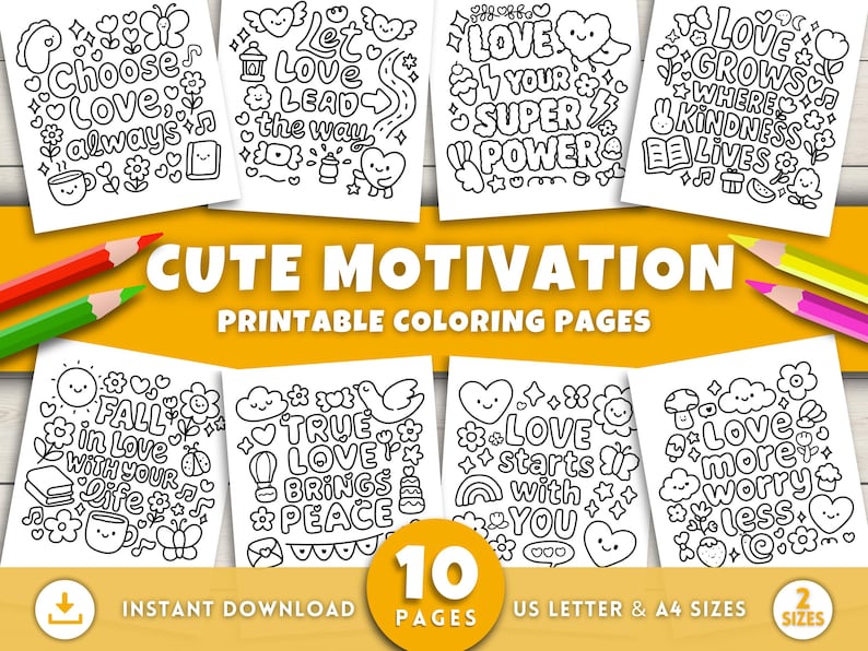 Cute Motivational Quotes Coloring Pages for Adults & Kids – Printable ...