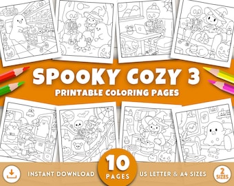 Halloween Malseiten für Kinder und Erwachsene, mutige einfache gruselige gemütliche Malvorlagen, Halloween-Ausmalbilder, lustige einfache Halloween-Aktivitäten