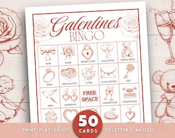 Galentines Bingo, Galentine's Bingo Cards, Printable Galentines Party Game, Galentines Games, Galentine's Activity, Girls Valentines Day PDF