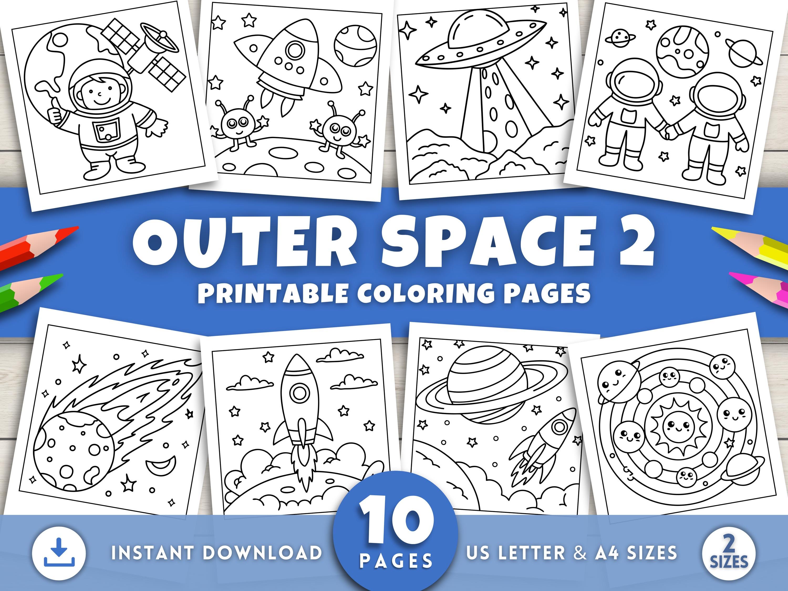 Bold and Easy Space Coloring Pages for Kids, Toddlers, Preschoolers ...