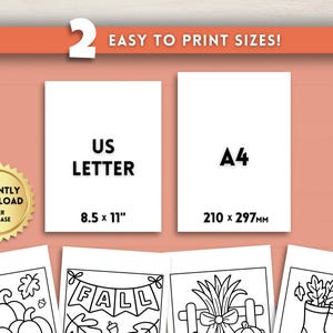 May include: An image showcasing two easy-to-print sizes: US Letter (8.5 x 11 inches) and A4 (210 x 297mm). The image also includes a gold seal that says "INSTANTLY DOWNLOAD AFTER PURCHASE". The background is a light peach color.