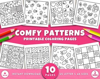 Cute and Comfy Patterns Coloring Pages for Adults and Kids, Fun and Easy Printable Art, Relaxing Coloring Sheets, Kids Printable Activities