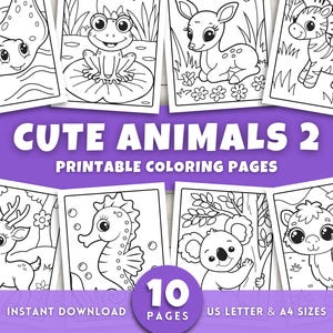 Cute Animal Coloring Pages for Kids, Toddlers & Preschoolers – Bold and Easy Printable Sheets, Fun Animal Activities, Digital Download PDF