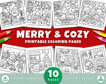 Christmas Coloring Pages for Kids & Adults, Christmas Coloring Book, Printable Christmas Activities, Merry Christmas, Holiday Coloring Sheet