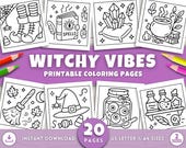 Halloween Coloring Pages for Kids and Adults, Cute & Easy Witchy Vibes Coloring Sheets, Halloween Printables, Fun Halloween Kids Activities