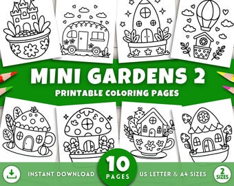 Bold and Easy Garden Coloring Pages for Adults & Kids, Mini Garden Printable Coloring Sheets, Tiny Garden Corners, Digital Download