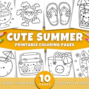 Cute & Easy Summer Coloring Pages for Kids and Adults, Easy Printable Activity Sheets, Fun Bold Coloring Crafts, Simple Digital Download PDF