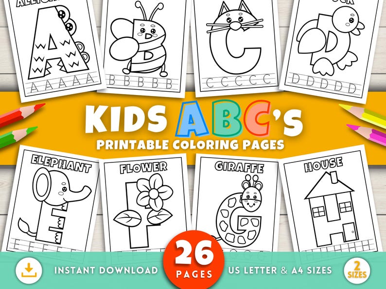 Kids ABC Coloring Pages for Preschool & Kindergarten, Alphabet Coloring ...