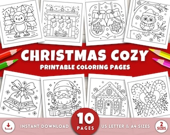 Christmas Coloring Pages for Kids & Adults, Christmas Printables, Holiday Coloring Sheets, Christmas Coloring Book, Christmas Activities