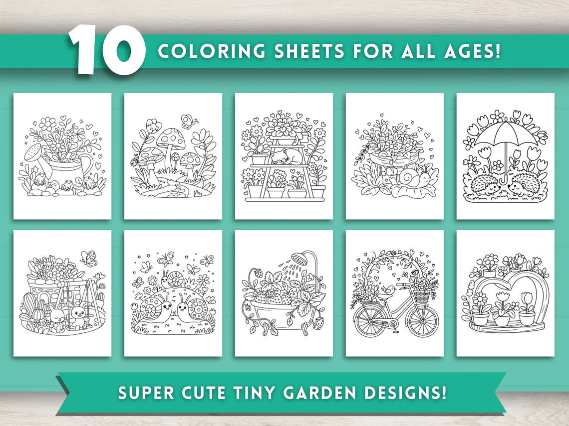 Cute Gardens Coloring Pages for Adults Kids, Bold and Easy Garden ...