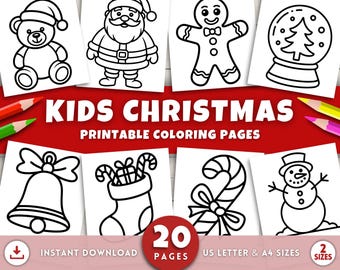 Christmas Coloring Pages for Kids, Christmas Coloring Book for Kids, Christmas Printables, Fun Christmas Activities, Holiday Coloring Sheets