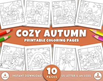 Fall Coloring Pages for Adults & Kids, Cozy Autumn Coloring Book, Fall Vibes Coloring Sheets, Autumn Coloring Pages, Fun Autumn Activities