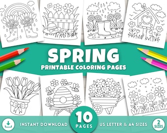 Páginas para colorir de primavera para crianças e adultos, atividades de primavera e Páscoa, artesanato de primavera, páginas para colorir para adultos, páginas para colorir simples e fáceis