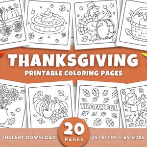 Thanksgiving Coloring Pages for Kids & Adults, Printable Thanksgiving Activities, Bold and Easy Fall Coloring Sheets, Autumn Coloring Pages