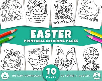 Páginas para colorear de Pascua para niños, bebés y preescolares, actividades fáciles de Pascua para la primavera, manualidades de Pascua, imprimibles para la educación en casa, jardín de infancia