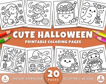 Cute Halloween Coloring Pages for Kids and Adults, Bold & Easy Halloween Coloring Sheets, Halloween Printables, Fun Halloween Activities PDF