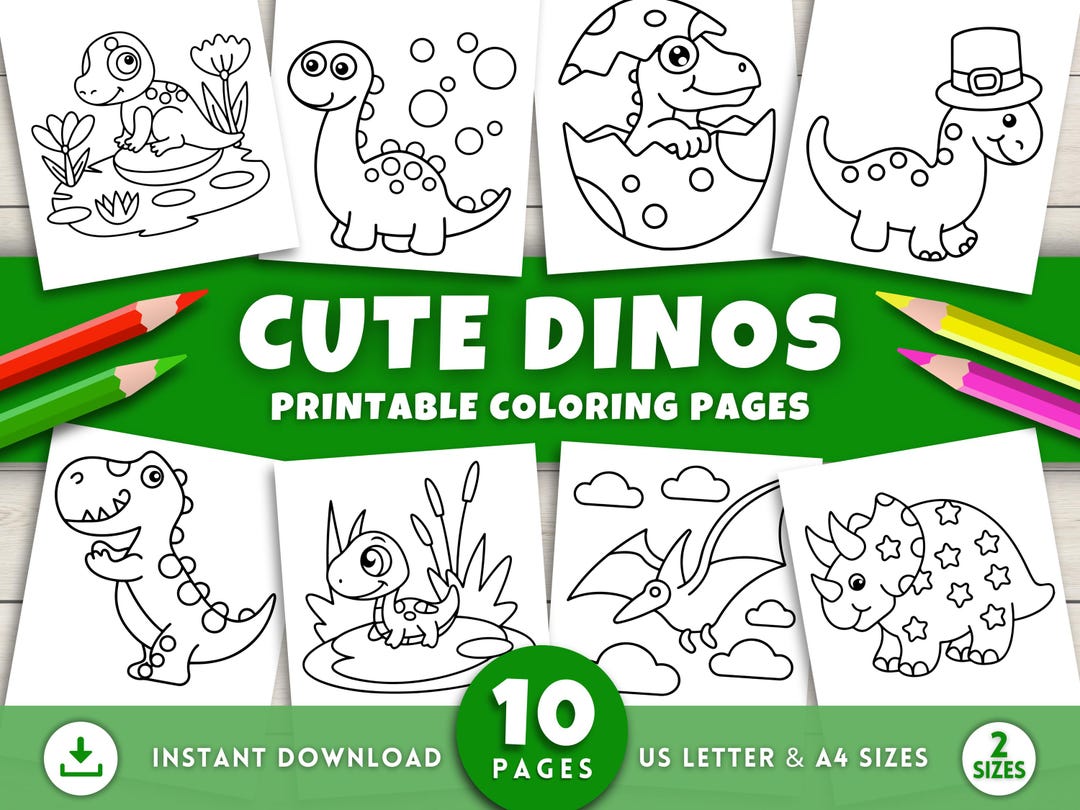 Cute and Easy Dinosaur Coloring Pages for Kids, Toddlers & Preschoolers ...