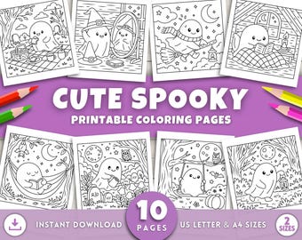Halloween Coloring Pages for Kids and Adults, Cute Halloween Coloring Sheets, Halloween Coloring Book, Halloween Printables, Fall Activities