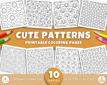 Bold and Easy Patterns Coloring Pages for Adults & Kids, Cute Simple Printable Activities for Relaxation Stress Relief and Mindfulness, PDF