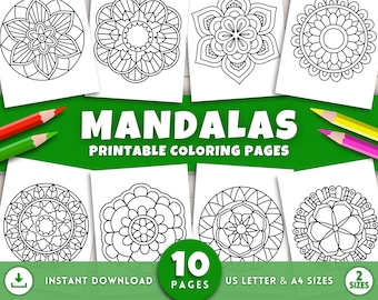 10 Mandalas Incríveis e Fáceis de Colorir para Adultos, Crianças e Bebês: Páginas para Colorir com Padrões que Inspiram a Atenção Plena e Aliviam o Estresse.