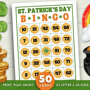 St Patricks Day Bingo, Utskrivbara St Patricks Day Bingokort, St Patricks Day Partyspel, St Patricks Day-spel, St Patricks Day-spel för barn