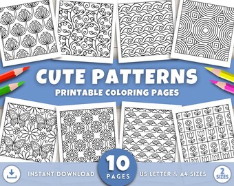 Patterns Coloring Pages for Adults, Pattern Coloring Book, Cute Adult Coloring Pages, Bold and Easy Coloring for Relaxation & Stress Relief