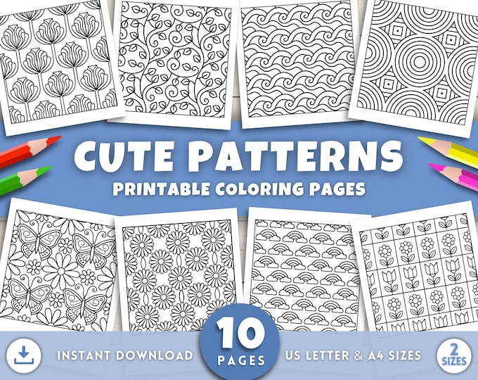 Pattern Coloring Pages, Printable Coloring Pages for Adults, Simple ...