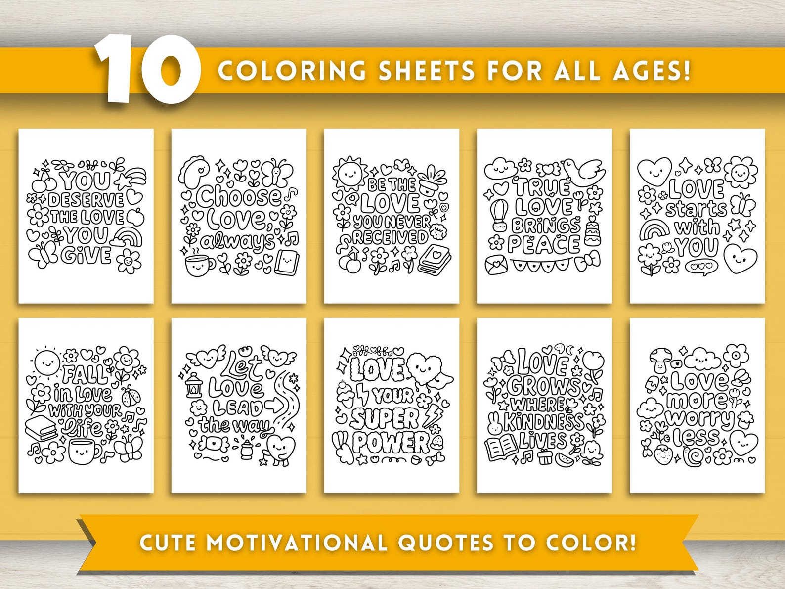 Cute Motivational Quotes Coloring Pages for Adults & Kids – Printable ...
