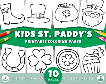 Dibujos para colorear del Día de San Patricio para niños, actividades imprimibles fáciles, manualidades para el Día de San Patricio, actividades para el aula.