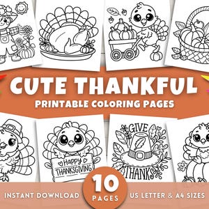 Thanksgiving Coloring Pages for Kids & Adults, Easy Cute Fall Coloring Sheets, Printable Thanksgiving Activities, Turkey, Pumpkin, Autumn