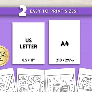K&ouml;nnte beinhalten: Ein Produktbild zum digitalen Download mit zwei Druckgr&ouml;&szlig;enoptionen: US Letter (8,5 x 11 Zoll) und A4 (210 x 297 mm). Das Bild enth&auml;lt den Text "Easy to Print Sizes!" und ein goldenes Siegel mit der Aufschrift "Instantly Download After Purchase".