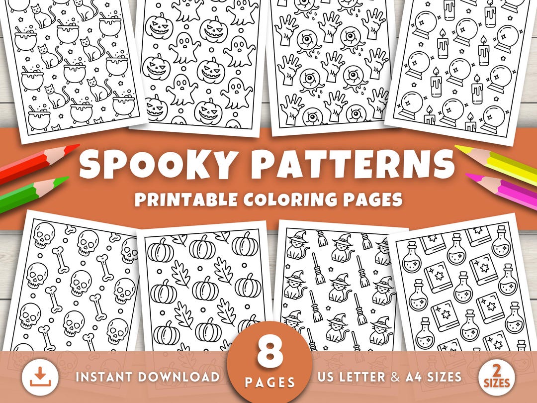 Halloween Pattern Design Coluring Halloween Patterns Coloring Pages for Kids and Adults, Bold & Easy ...