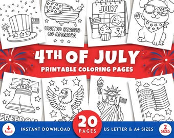 4th of July Coloring Pages for Kids & Adults, Easy Printable USA Crafts, Cute Independence Day Coloring Sheets, Summer Holiday Activity