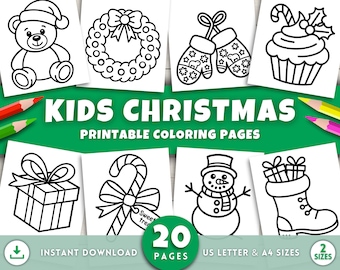Kids Christmas Coloring Pages, Christmas Coloring Book for Kids, Christmas Printables, Fun Christmas Activities, Holiday Coloring Sheets