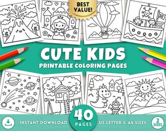 Cute and Easy Coloring Pages for Kids, Toddlers & Preschoolers, Bold and Easy Printable Kids Activities, Coloring Book PDF, Digital Download