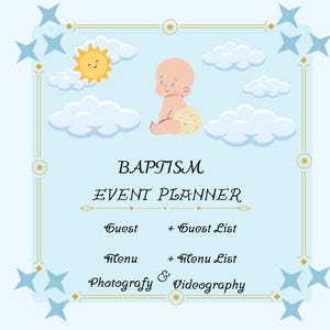 Planificador de bautismo digital/calendario/detalles del evento/notas/niños/imprimible