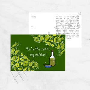 Wenskaart, Zeit to my Zaatar, Valentijnsdag voor een doel, Midden-Oosterse liefdesbrief, Instant download, Digitale download, Afdrukbaar