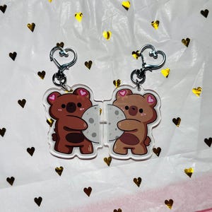 Matching Moon Bear Keychains - Cute, Couples, Best Friends, Family - Magnetic, Acrylic Keychains