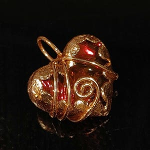 Red Fire Heart Necklace - Pendant Red