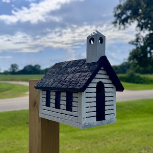 Handmade Cedar Church Birdhouse: Weather-Resistant Garden Decor