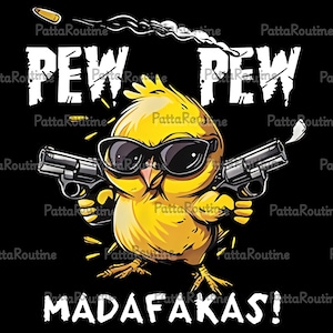 Pew Pew Madafakas PNG SVG, lustiges Huhn Meme Design, Vintage ästhetische Sublimation, Gamer Humor digitale Datei, Kult-Stil Grafik
