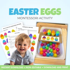 Easter Egg Sensory Bin Activity Printable, Toddler Color Matching Game, Easter Preschool Learning, Montessori Fine Motor, Instant Download