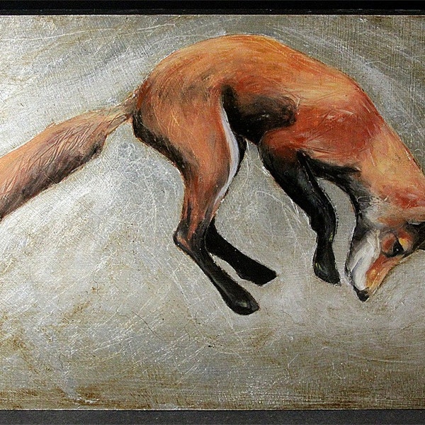 Jumping Fox oil painting