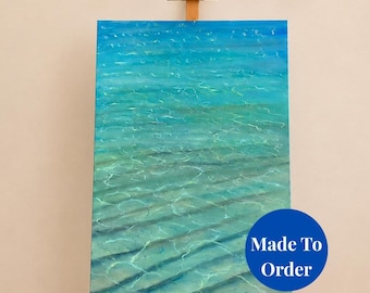 Original Painting Crystal Clear Ocean Water Coastal Wall Art Turquoise Beach Canvas Seascape Large Modern Home Decor Gift for Beach Lovers