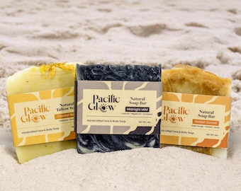 Natural Soap Bars: Handcrafted, Botanical Oil, Charcoal Turmeric & Calendula | Cold Process Artisan - Pacific Glow