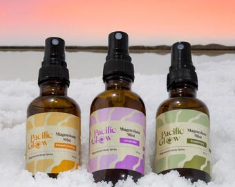 Magnesium Oil Spray for Stress Relief - Pure Dead Sea Magnesium Flakes in Glass Bottle - Pacific Glow