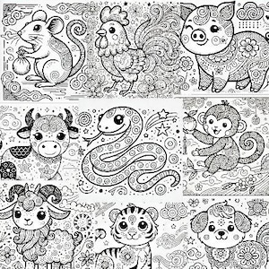 Chinese New Year Coloring Pages, Chinese New Year Kids Activities, Year of the Snake Coloring Page, Lunar New Year Activity for Kids
