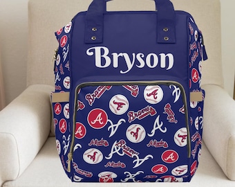 Bravos de Atlanta, Mochila de los Bravos de Atlanta, Bolso cambiador unisex, Bolso cambiador para niño, Bolso cambiador para niña, Regalos de béisbol, Mamá beisbolera, Baby shower de béisbol